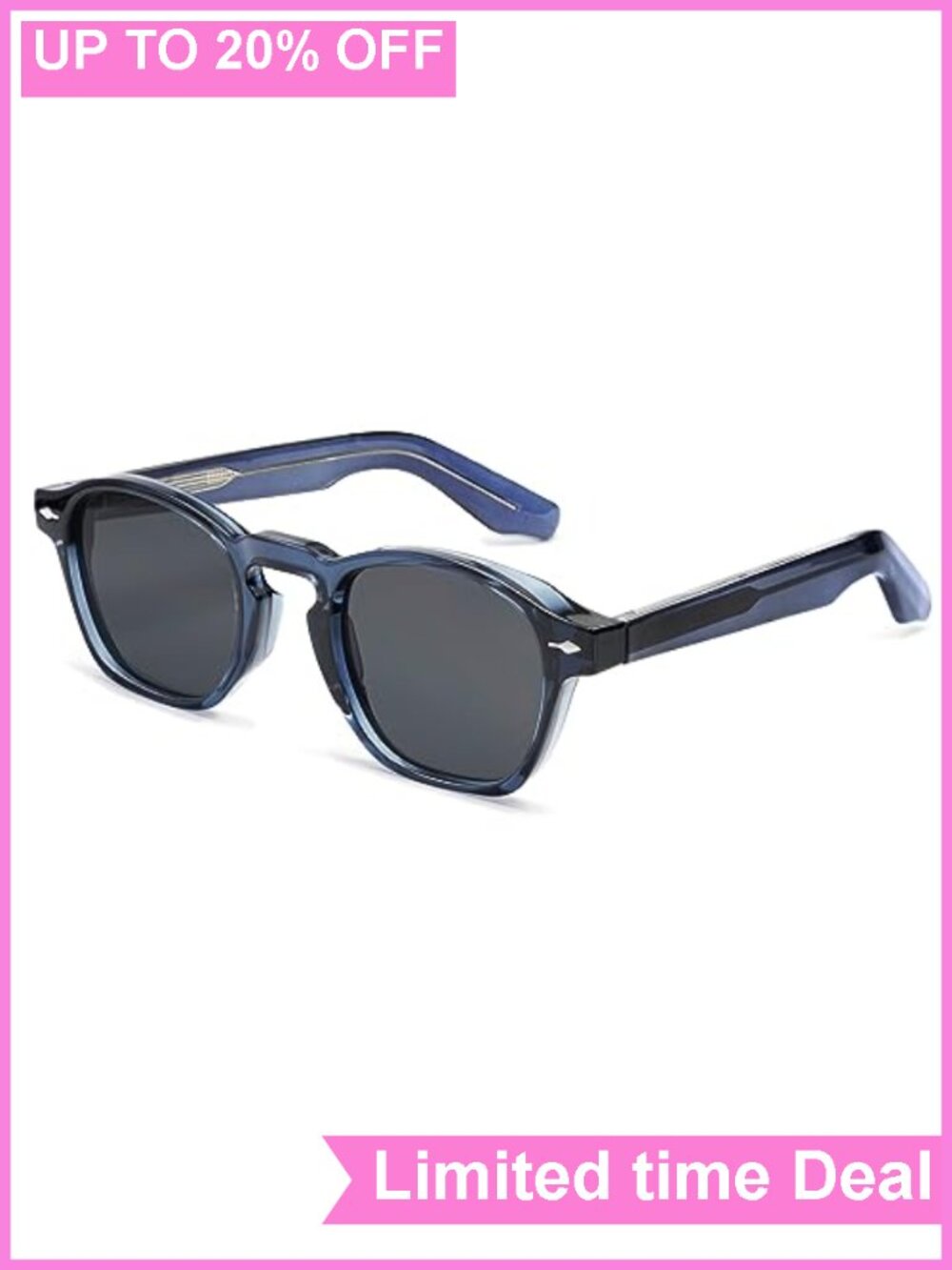 Retro Square Full Frame Sunglasses UV400 Lightweight Plastic